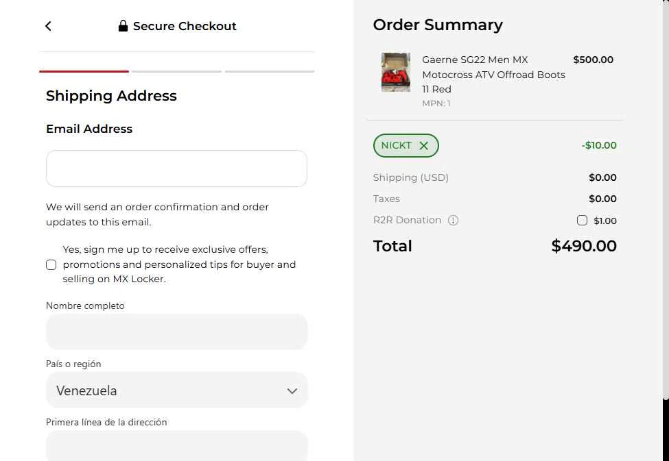 MX Locker checkout page showing MX Locker discount code box | Screenshot taken by SimplyCodes community member on Feb 5, 2026