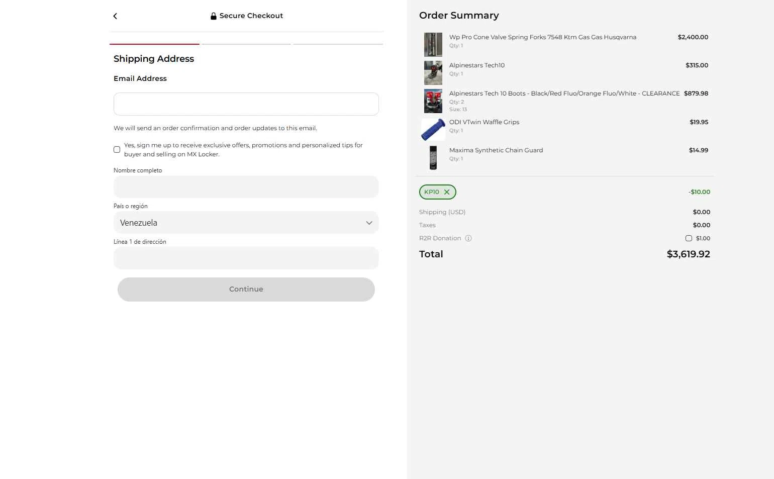 MX Locker checkout page showing MX Locker discount code box | Screenshot taken by SimplyCodes community member on Jan 22, 2026