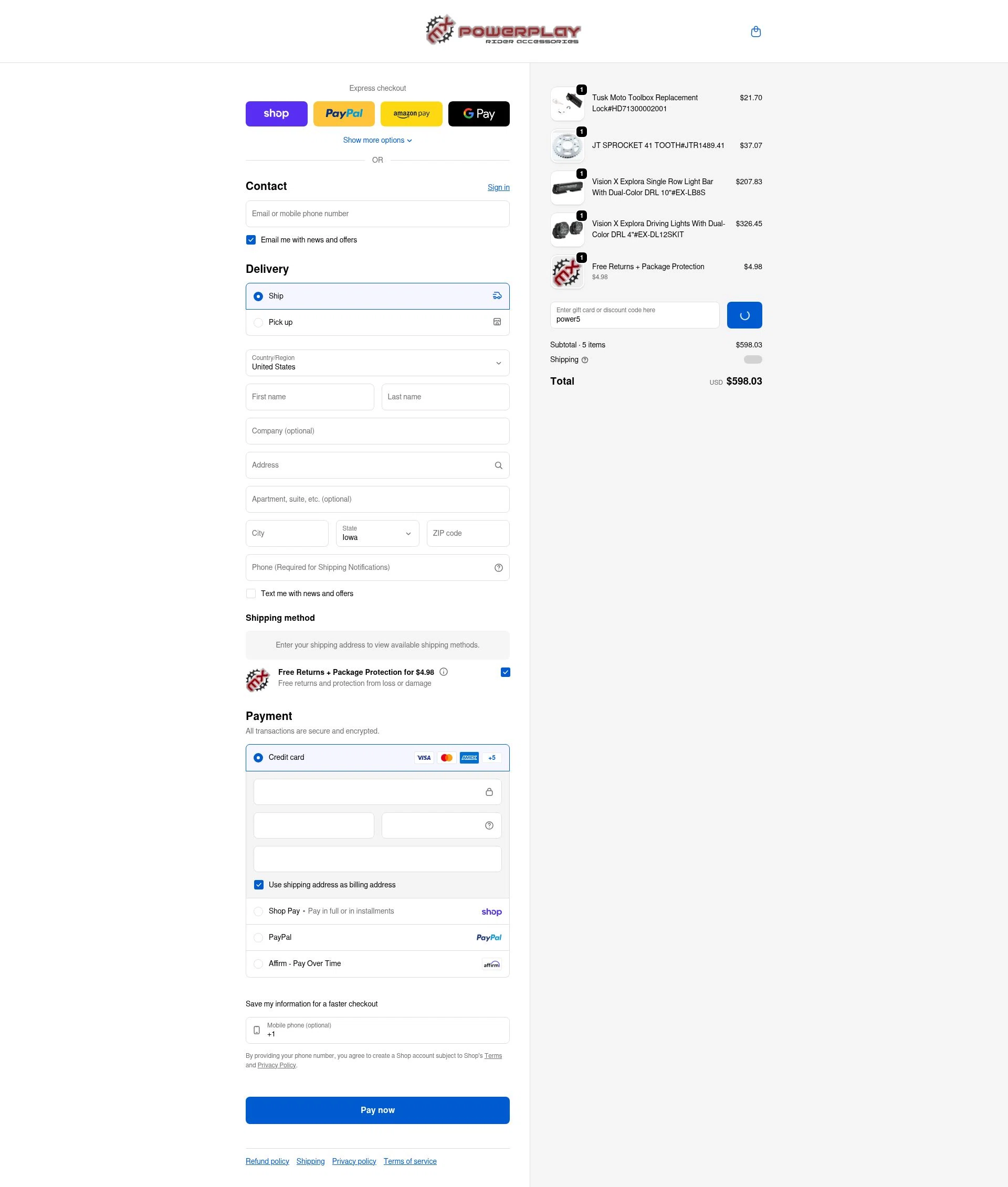 MX PowerPlay checkout page showing MX PowerPlay promo code box | Screenshot taken by SimplyCodes community member on Feb 10, 2026