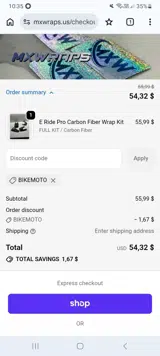 MXWraps coupon verification screenshot