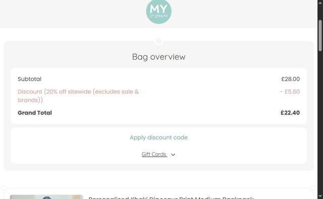 My 1st Years checkout page showing My 1st Years discount code box | Screenshot taken by SimplyCodes community member on Sep 4, 2025