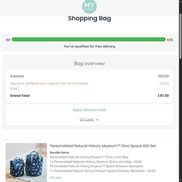 My 1st Years checkout page showing My 1st Years discount code box | Screenshot taken by SimplyCodes community member on Aug 28, 2025
