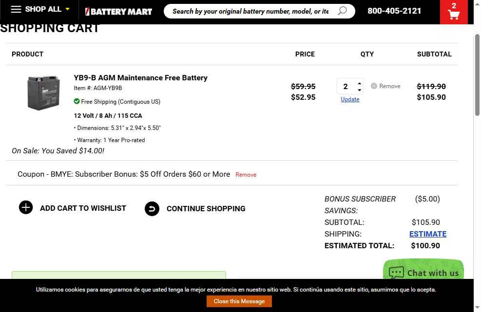 My Battery Mart checkout page showing My Battery Mart promo code box | Screenshot taken by SimplyCodes community member on Dec 30, 2025