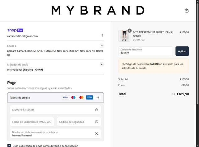 My Brand checkout page showing My Brand promo code box | Screenshot taken by SimplyCodes community member on May 21, 2025