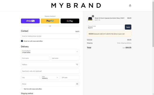 My Brand checkout page showing My Brand promo code box | Screenshot taken by SimplyCodes community member on May 21, 2025