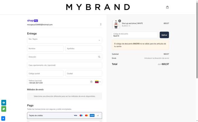My Brand checkout page showing My Brand promo code box | Screenshot taken by SimplyCodes community member on Apr 22, 2025