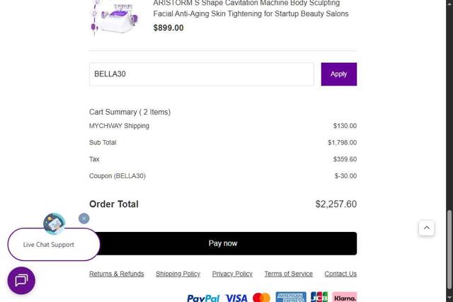 Mychway checkout page showing Mychway coupon code box | Screenshot taken by SimplyCodes community member on Sep 5, 2025