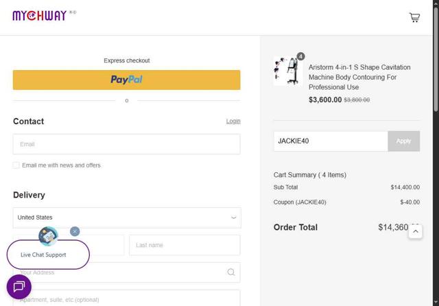Mychway checkout page showing Mychway coupon code box | Screenshot taken by SimplyCodes community member on Sep 13, 2025