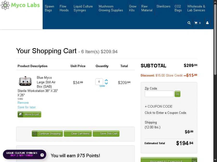 Myco Labs checkout page showing Myco Labs discount code box | Screenshot taken by SimplyCodes community member on Jan 14, 2026