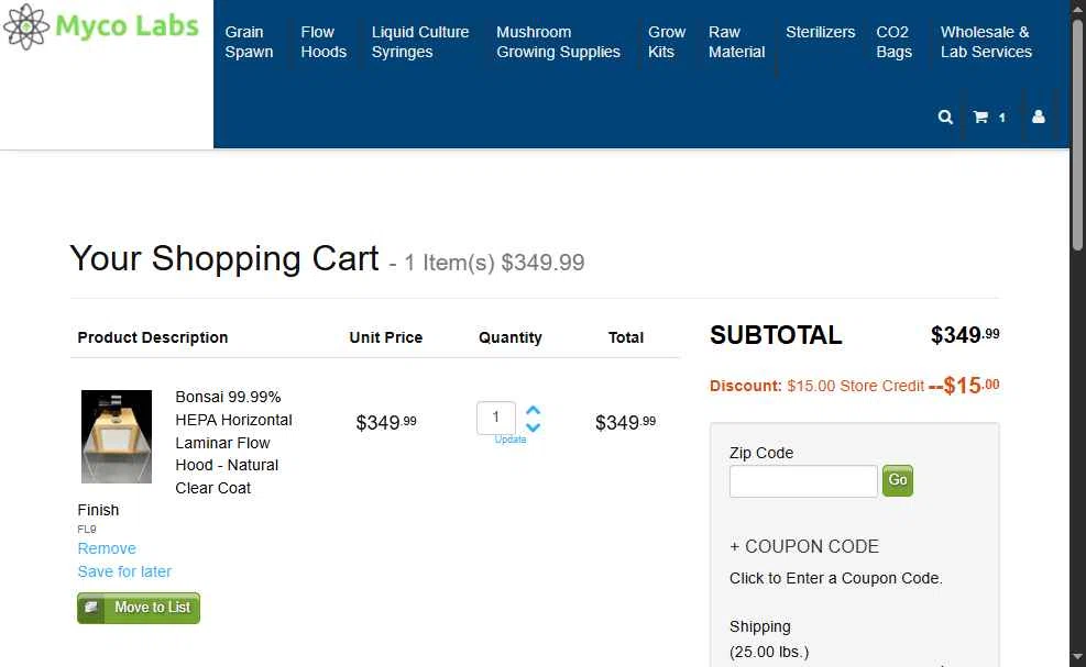 Myco Labs checkout page showing Myco Labs discount code box | Screenshot taken by SimplyCodes community member on Apr 27, 2025