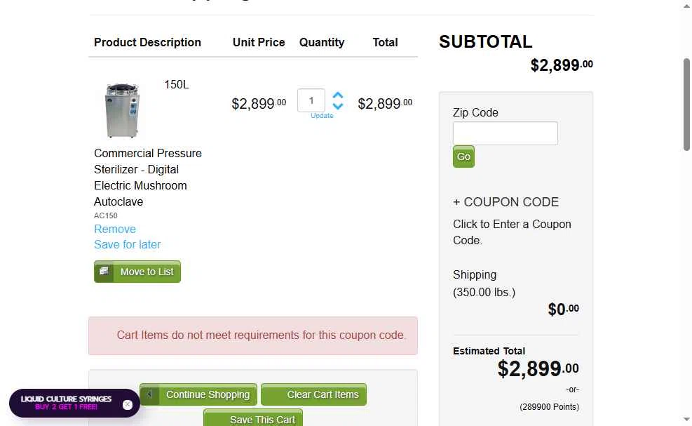 Myco Labs checkout page showing Myco Labs discount code box | Screenshot taken by SimplyCodes community member on Sep 25, 2025