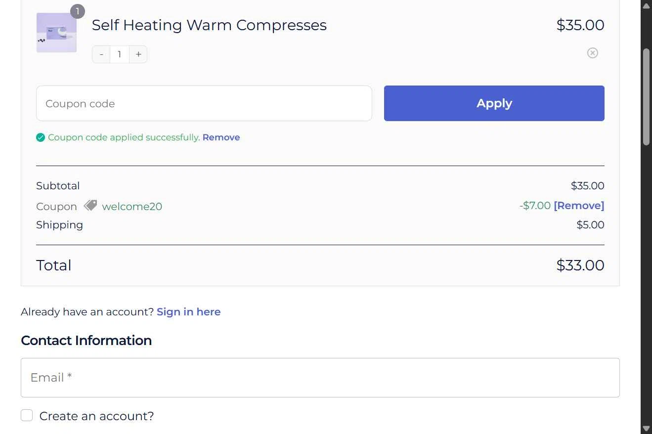 CorneaCare checkout page showing CorneaCare promo code box | Screenshot taken by SimplyCodes community member on Jan 2, 2026