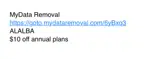 MyDataRemoval coupon verification screenshot