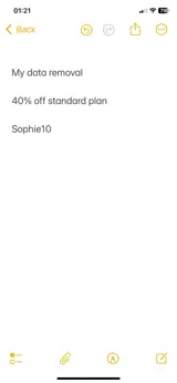 MyDataRemoval coupon verification screenshot