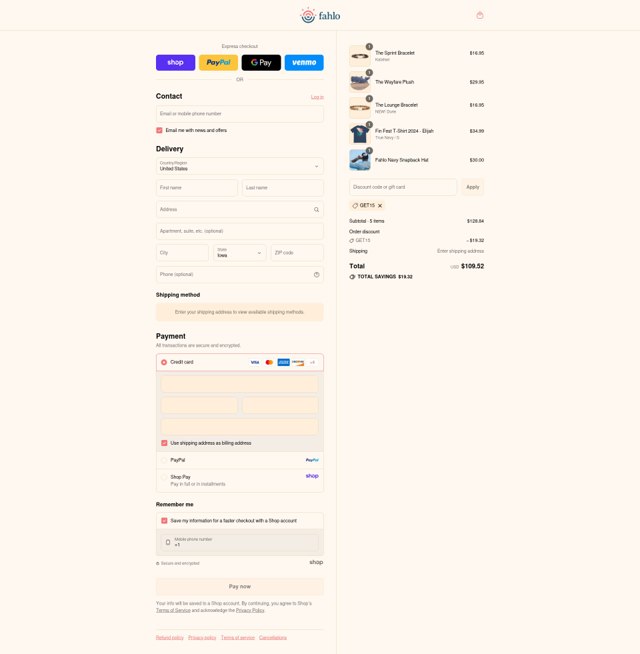 Fahlo checkout page showing Fahlo discount code box | Screenshot taken by SimplyCodes community member on Sep 5, 2025