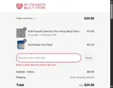 My Favorite Quilt Store coupon verification screenshot