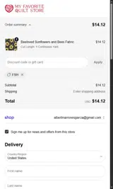 My Favorite Quilt Store coupon verification screenshot