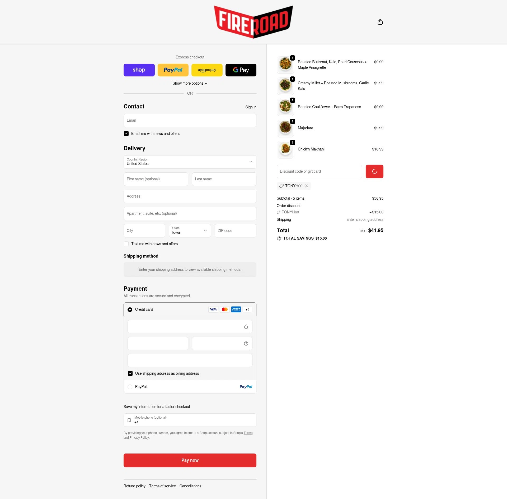 FireRoad checkout page showing FireRoad promo code box | Screenshot taken by SimplyCodes community member on Feb 1, 2026