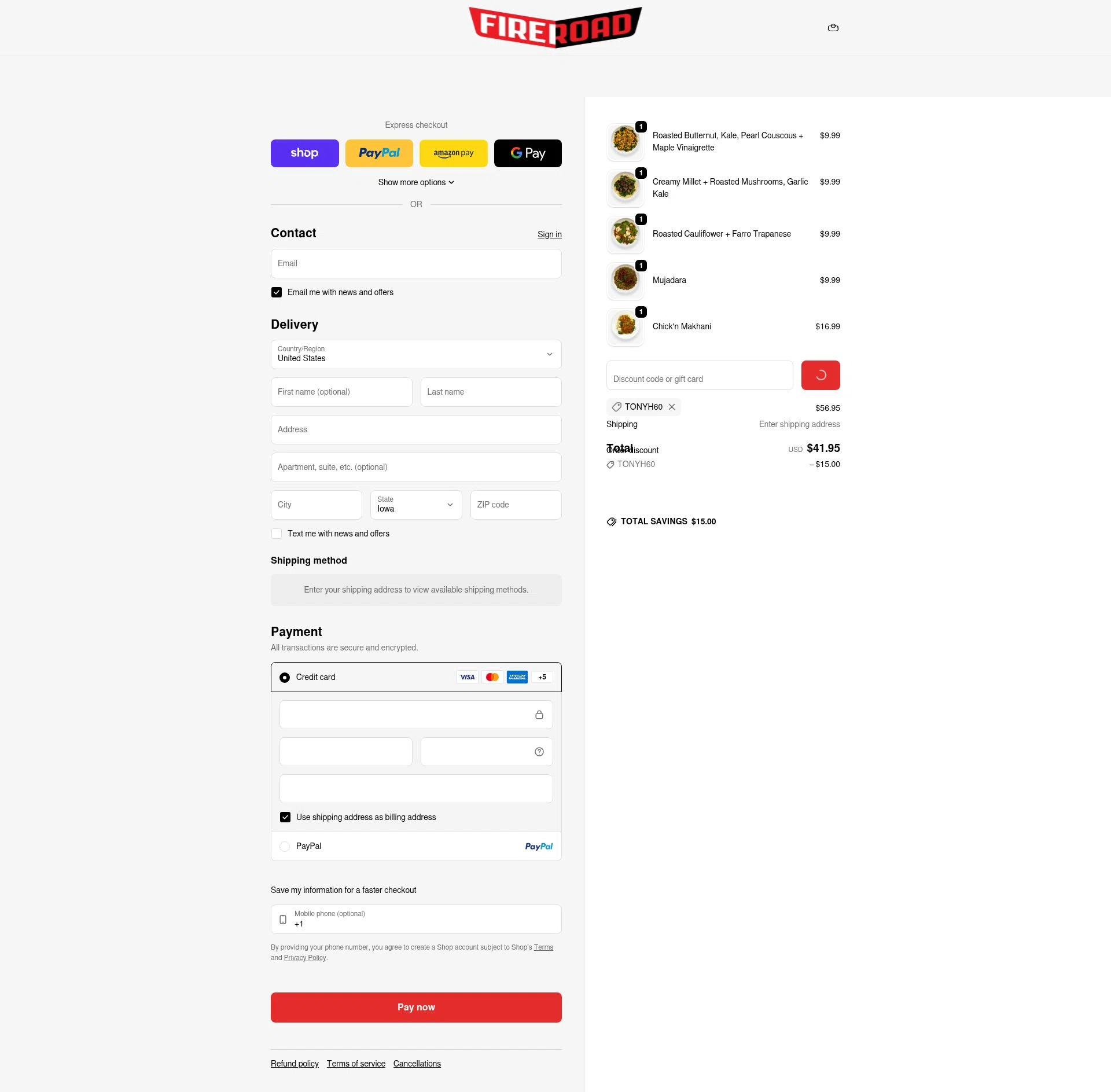 FireRoad checkout page showing FireRoad promo code box | Screenshot taken by SimplyCodes community member on Feb 5, 2026