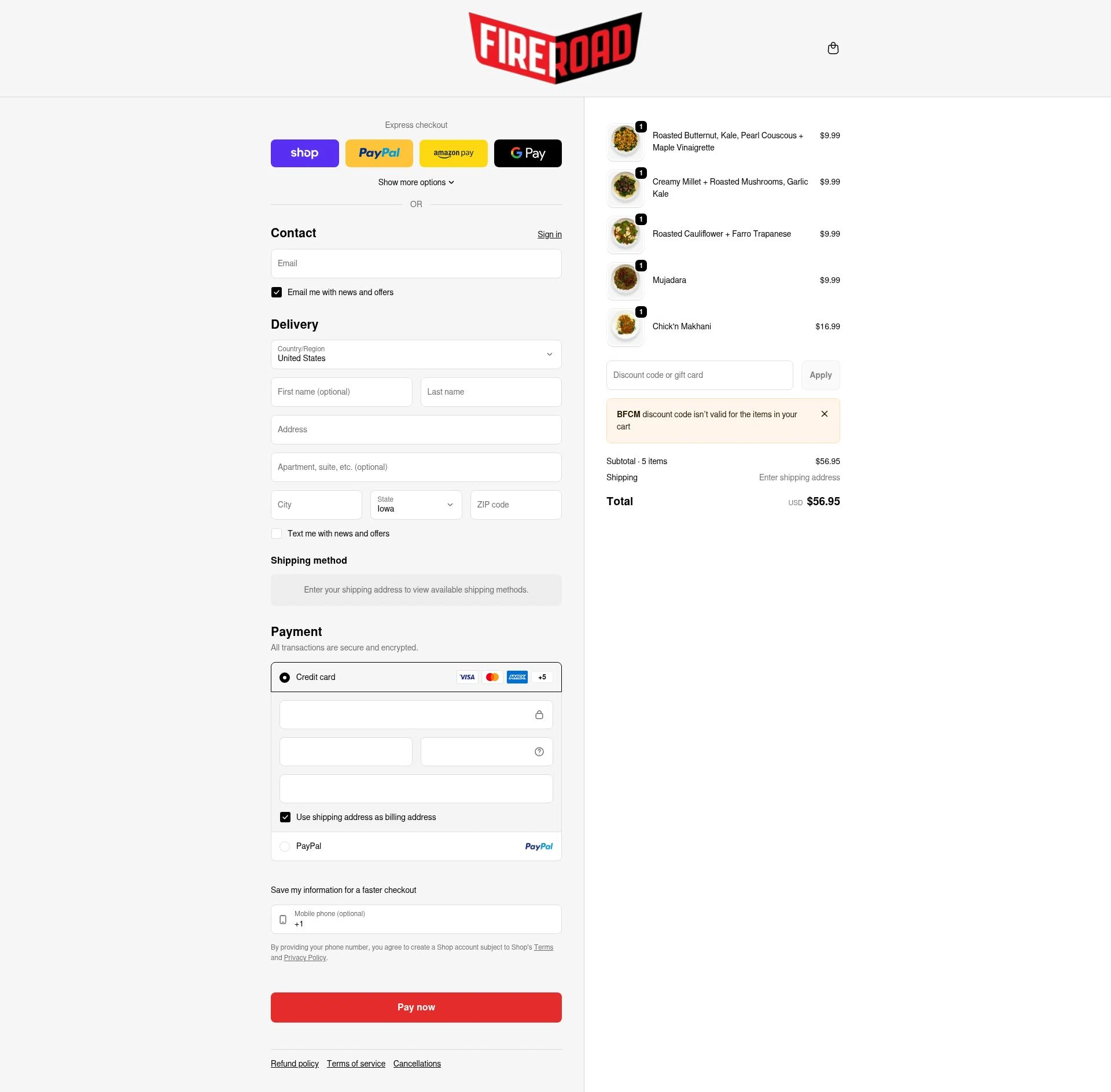 FireRoad checkout page showing FireRoad promo code box | Screenshot taken by SimplyCodes community member on Feb 5, 2026