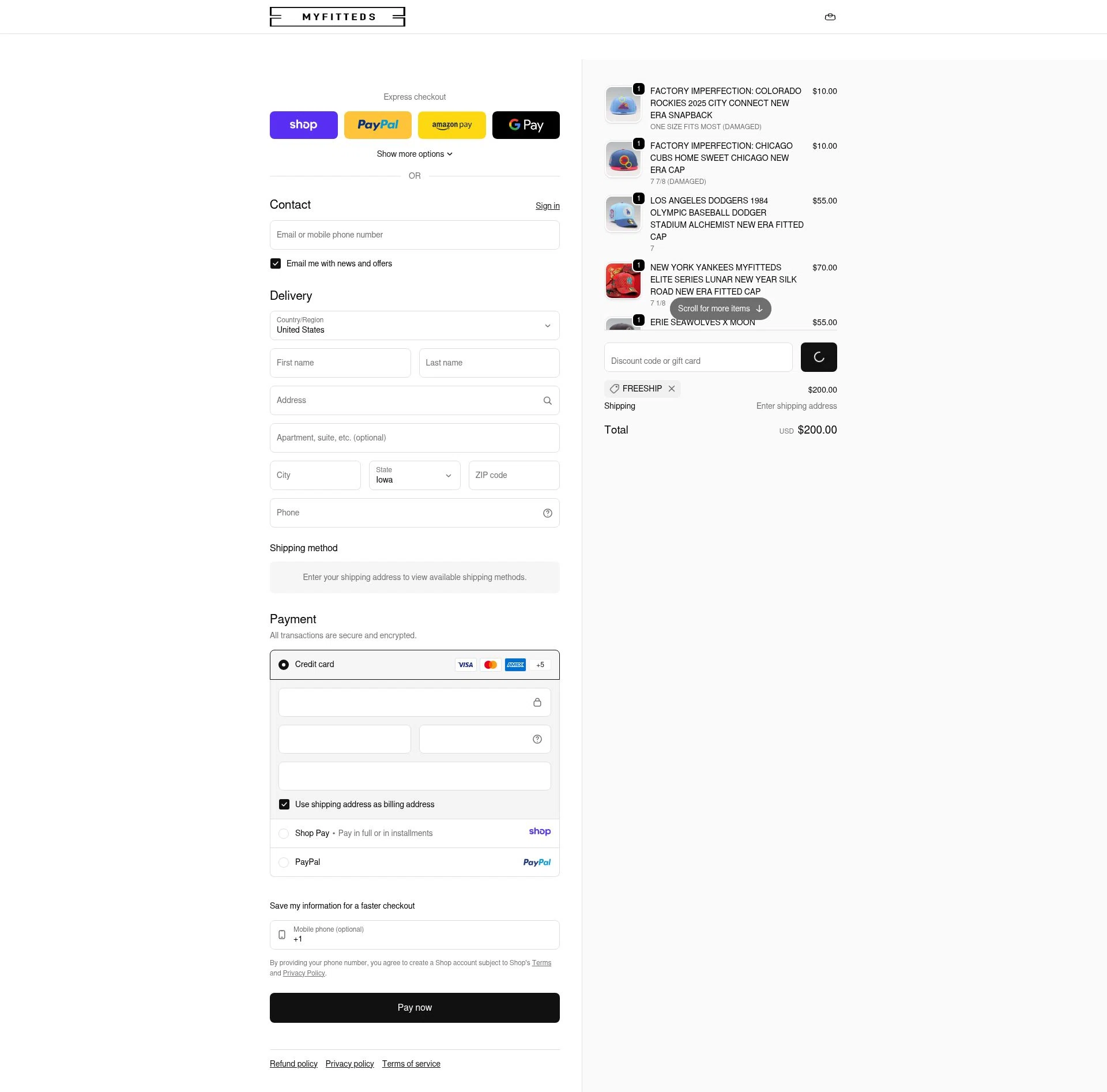 My Fitteds checkout page showing My Fitteds discount code box | Screenshot taken by SimplyCodes community member on Jan 13, 2026