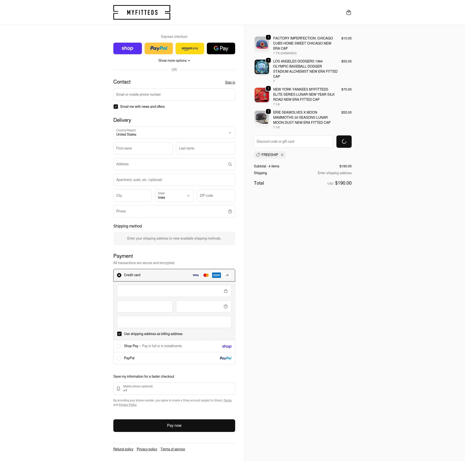 My Fitteds checkout page showing My Fitteds discount code box | Screenshot taken by SimplyCodes community member on Feb 9, 2026