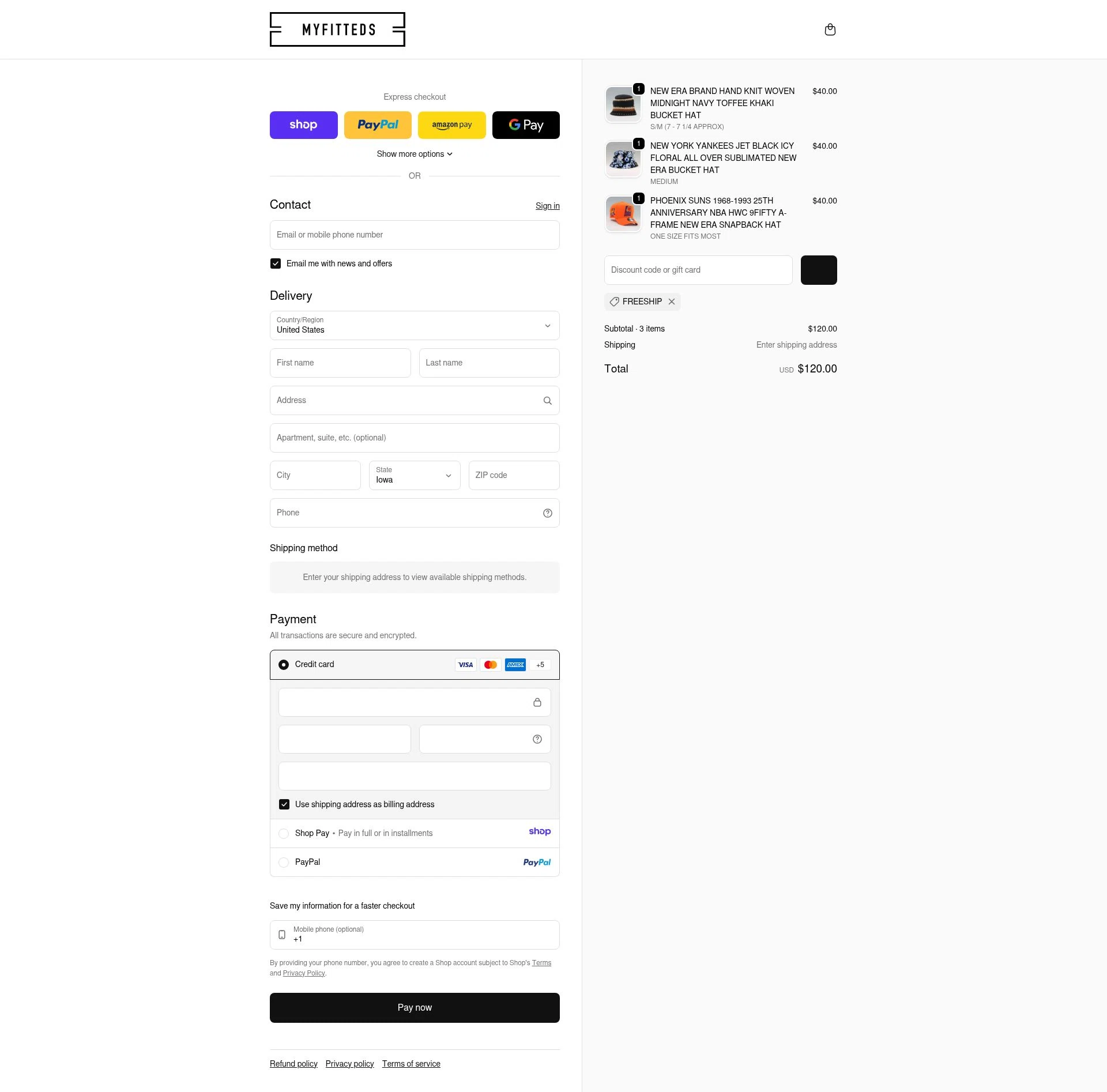 My Fitteds checkout page showing My Fitteds discount code box | Screenshot taken by SimplyCodes community member on Jan 8, 2026