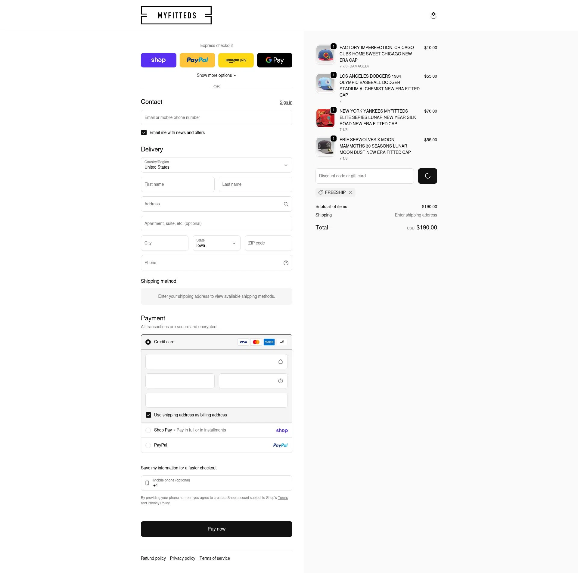 My Fitteds checkout page showing My Fitteds discount code box | Screenshot taken by SimplyCodes community member on Feb 1, 2026