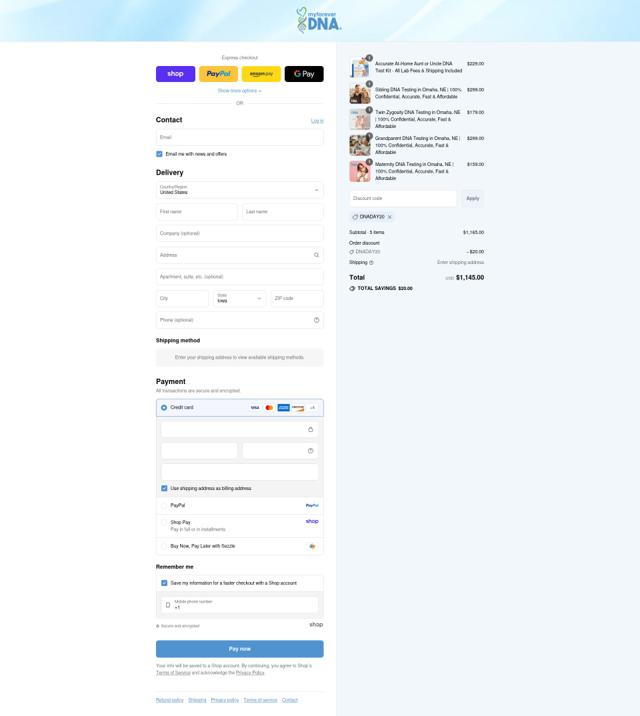 My Forever DNA checkout page showing My Forever DNA coupon code box | Screenshot taken by SimplyCodes community member on Sep 2, 2025