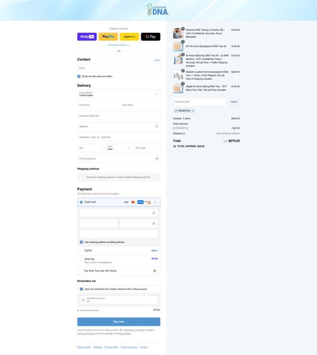 My Forever DNA checkout page showing My Forever DNA coupon code box | Screenshot taken by SimplyCodes community member on Aug 24, 2025