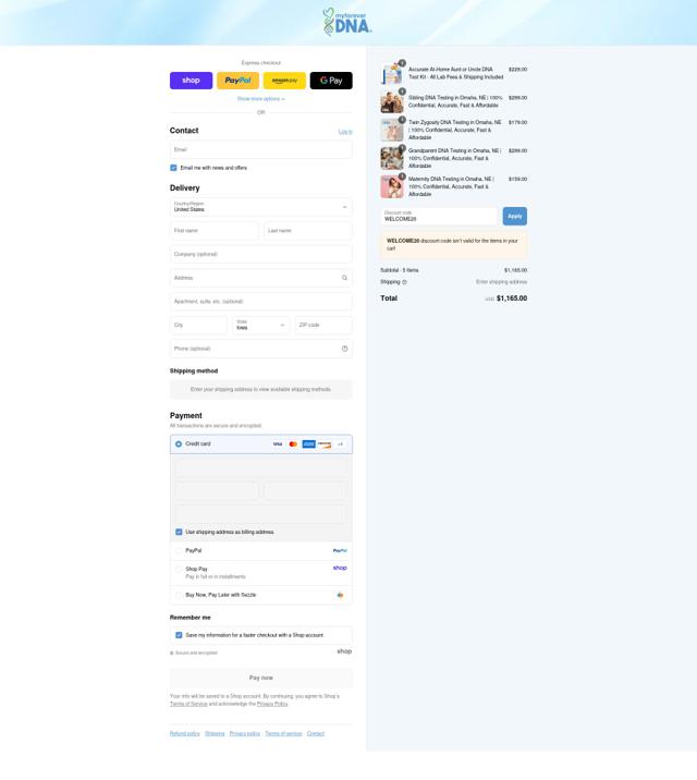My Forever DNA checkout page showing My Forever DNA coupon code box | Screenshot taken by SimplyCodes community member on Sep 2, 2025