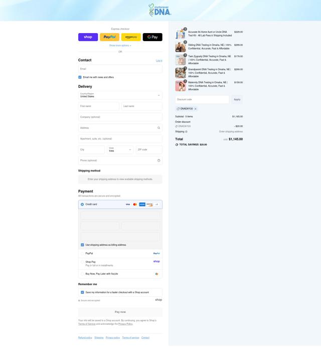 My Forever DNA checkout page showing My Forever DNA coupon code box | Screenshot taken by SimplyCodes community member on Sep 6, 2025
