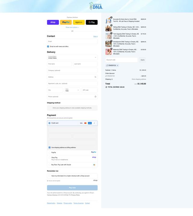 My Forever DNA checkout page showing My Forever DNA coupon code box | Screenshot taken by SimplyCodes community member on Sep 10, 2025