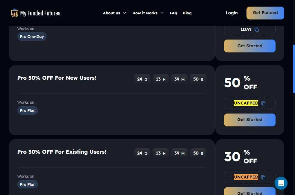 My Funded Futures checkout page showing My Funded Futures discount code box | Screenshot taken by SimplyCodes community member on Jan 6, 2026