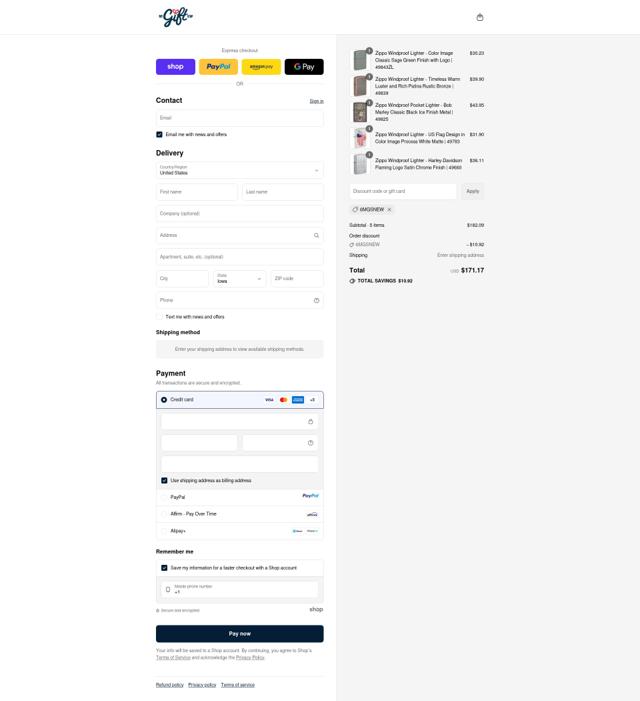 My Gift Stop checkout page showing My Gift Stop promo code box | Screenshot taken by SimplyCodes community member on Sep 13, 2025