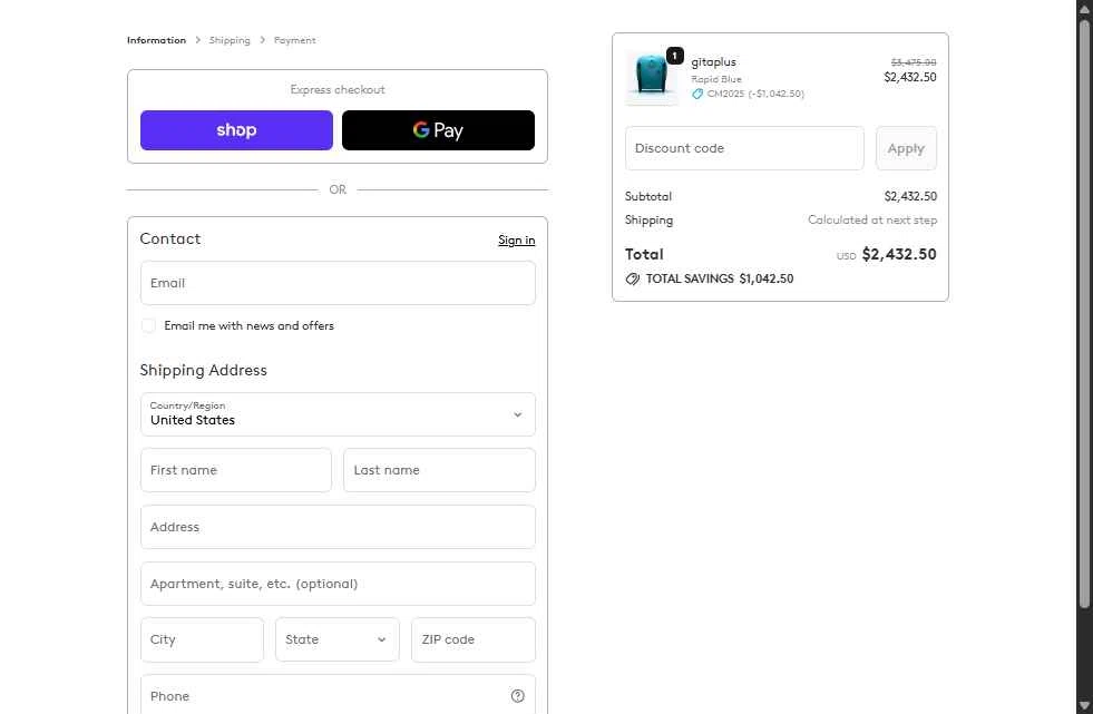 Piaggio Fast Forward checkout page showing Piaggio Fast Forward promo code box | Screenshot taken by SimplyCodes community member on Dec 14, 2025