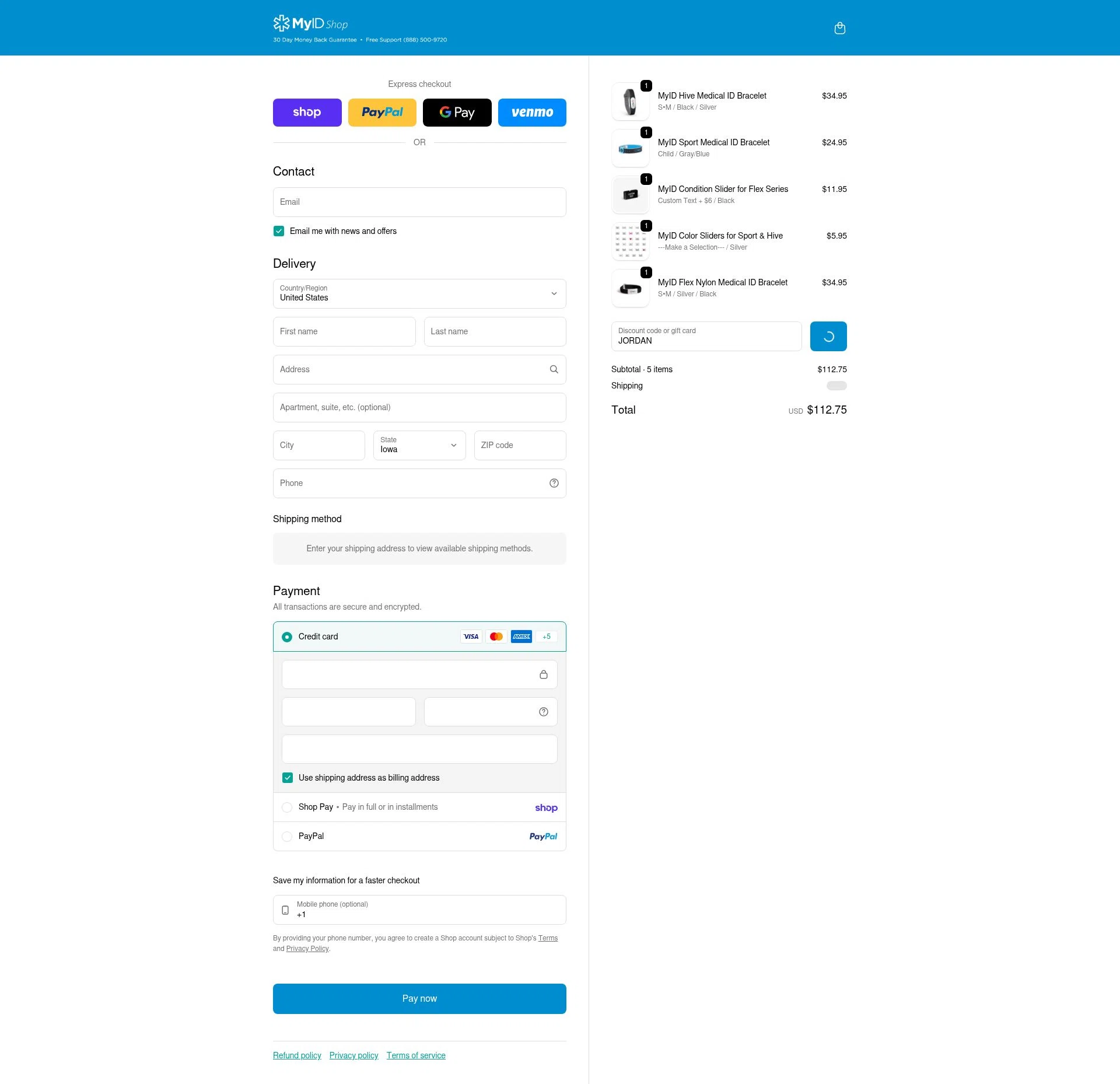 MyID Shop checkout page showing MyID Shop coupon code box | Screenshot taken by SimplyCodes community member on Feb 10, 2026