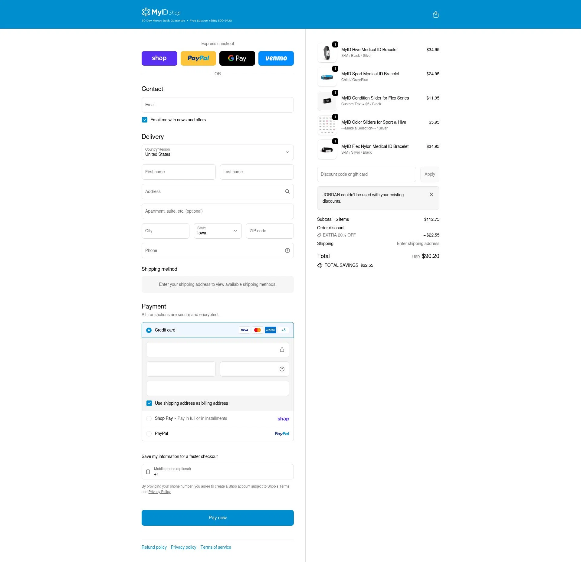 MyID Shop checkout page showing MyID Shop coupon code box | Screenshot taken by SimplyCodes community member on Feb 5, 2026