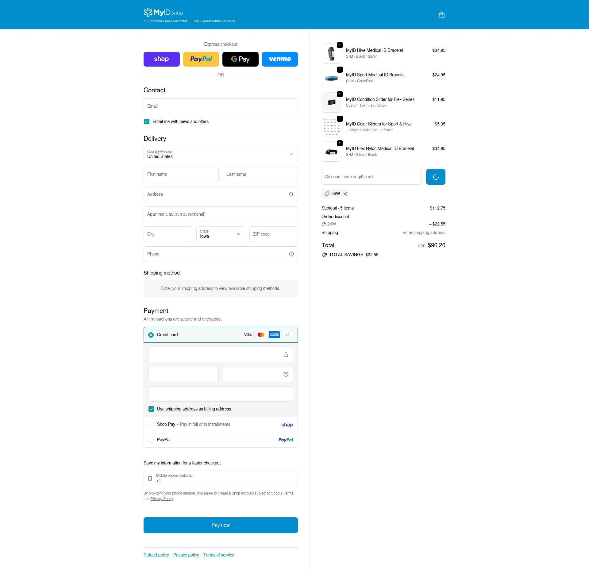 MyID Shop checkout page showing MyID Shop coupon code box | Screenshot taken by SimplyCodes community member on Feb 10, 2026