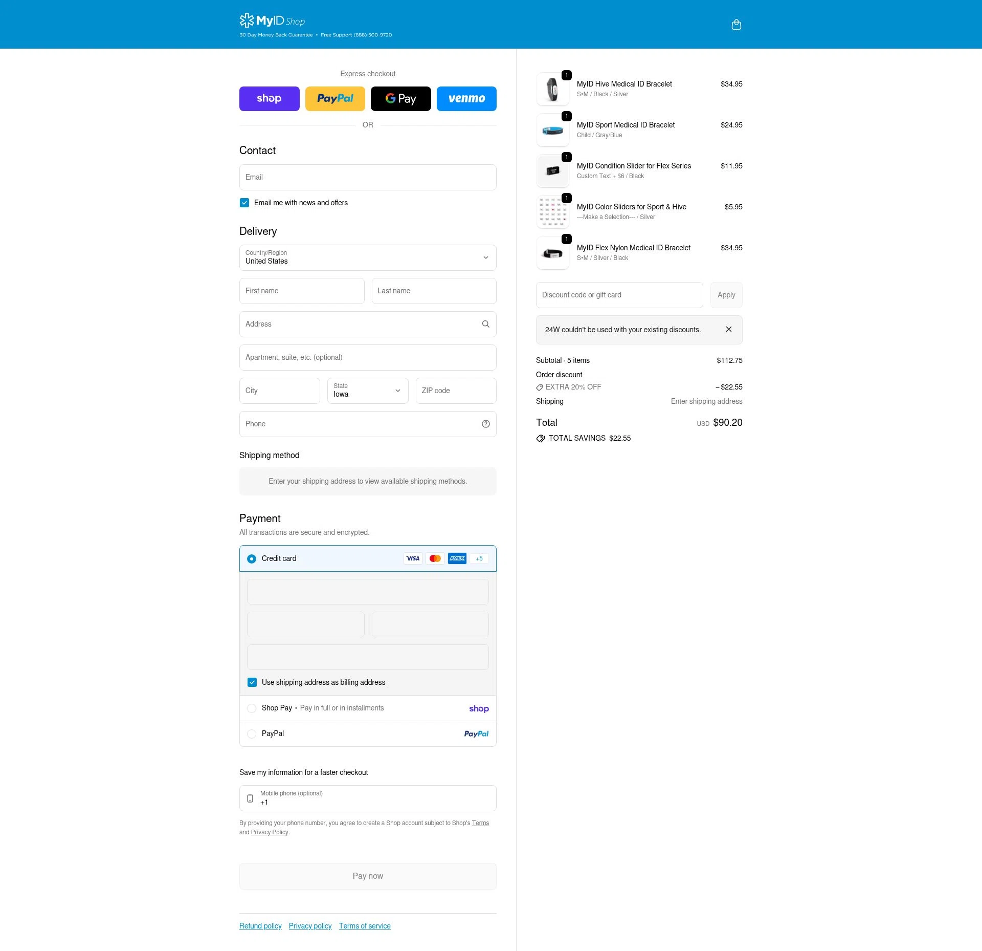 MyID Shop checkout page showing MyID Shop coupon code box | Screenshot taken by SimplyCodes community member on Feb 5, 2026