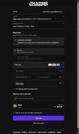 CHARMS20 coupon verification screenshot