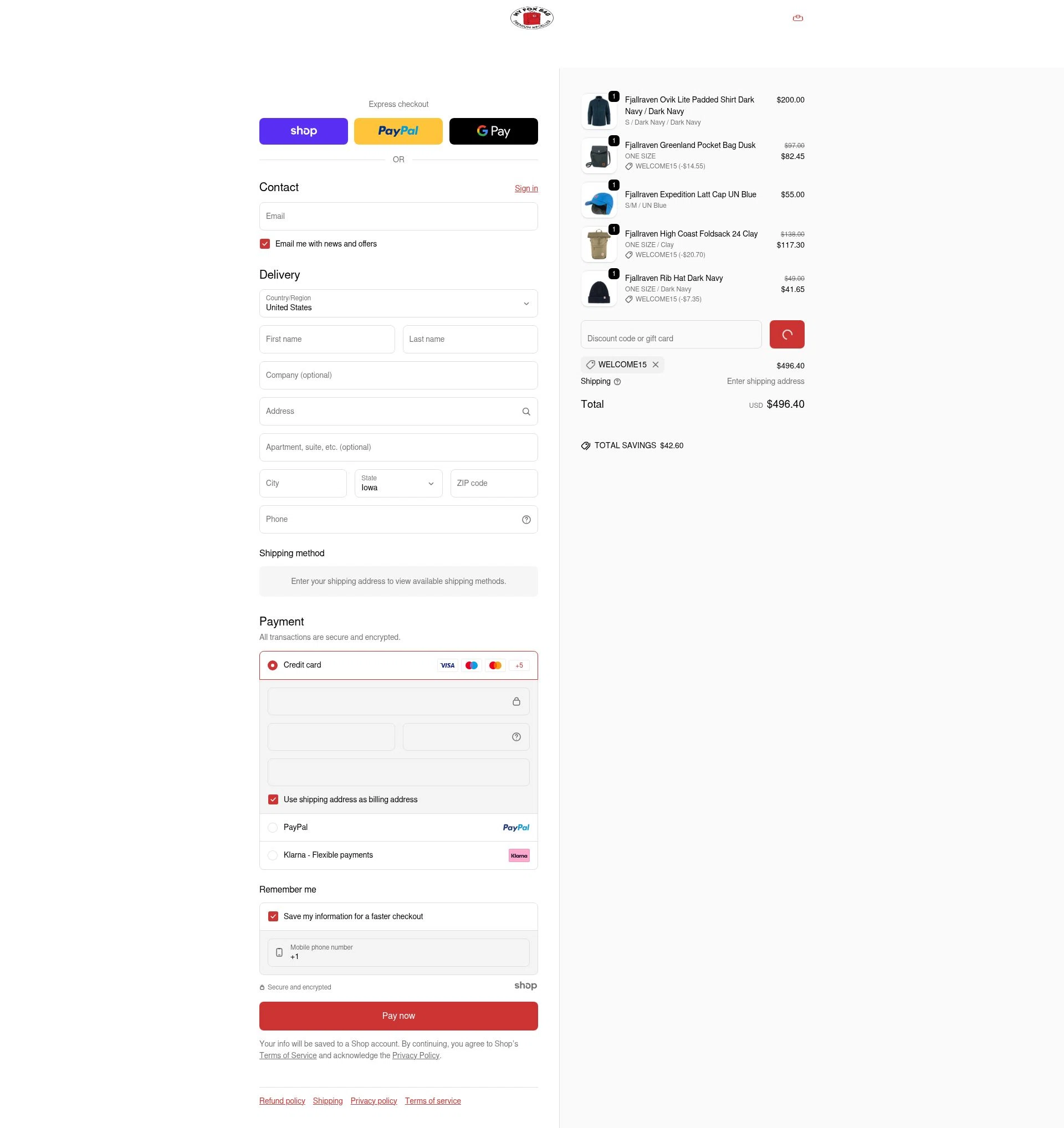My Kanken Bag checkout page showing My Kanken Bag promo code box | Screenshot taken by SimplyCodes community member on Dec 27, 2025