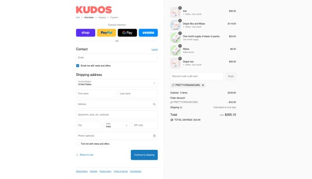 My Kudos checkout page showing My Kudos promo code box | Screenshot taken by SimplyCodes community member on Sep 6, 2025