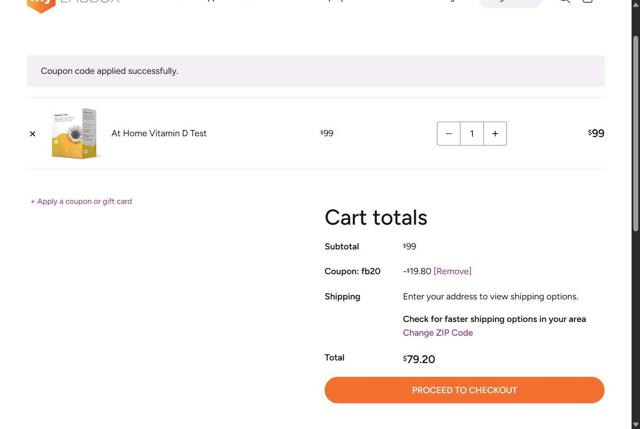 myLAB Box checkout page showing myLAB Box promo code box | Screenshot taken by SimplyCodes community member on Aug 22, 2025
