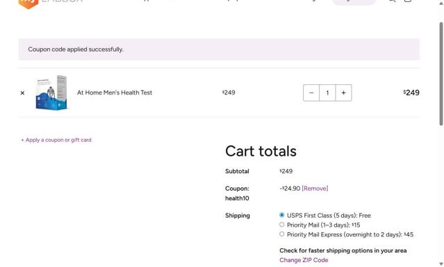 myLAB Box checkout page showing myLAB Box promo code box | Screenshot taken by SimplyCodes community member on Sep 4, 2025