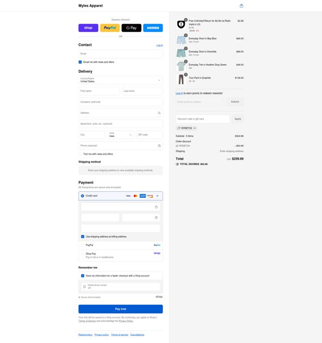 Myles Apparel checkout page showing Myles Apparel discount code box | Screenshot taken by SimplyCodes community member on Sep 6, 2025