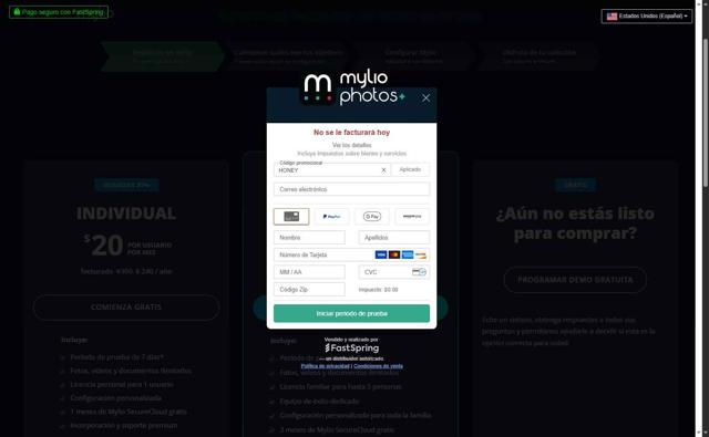 Mylio checkout page showing Mylio promo code box | Screenshot taken by SimplyCodes community member on Sep 15, 2025