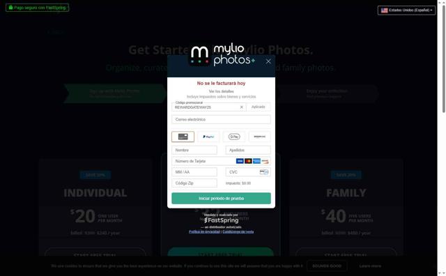 Mylio checkout page showing Mylio promo code box | Screenshot taken by SimplyCodes community member on Aug 22, 2025