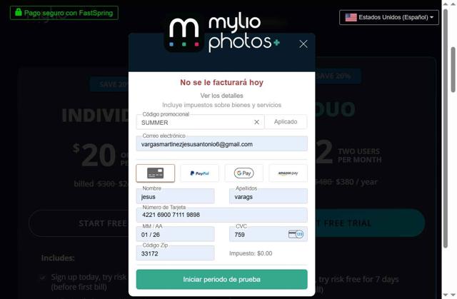 Mylio checkout page showing Mylio promo code box | Screenshot taken by SimplyCodes community member on Sep 3, 2025