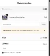 FASHIONBAG coupon verification screenshot